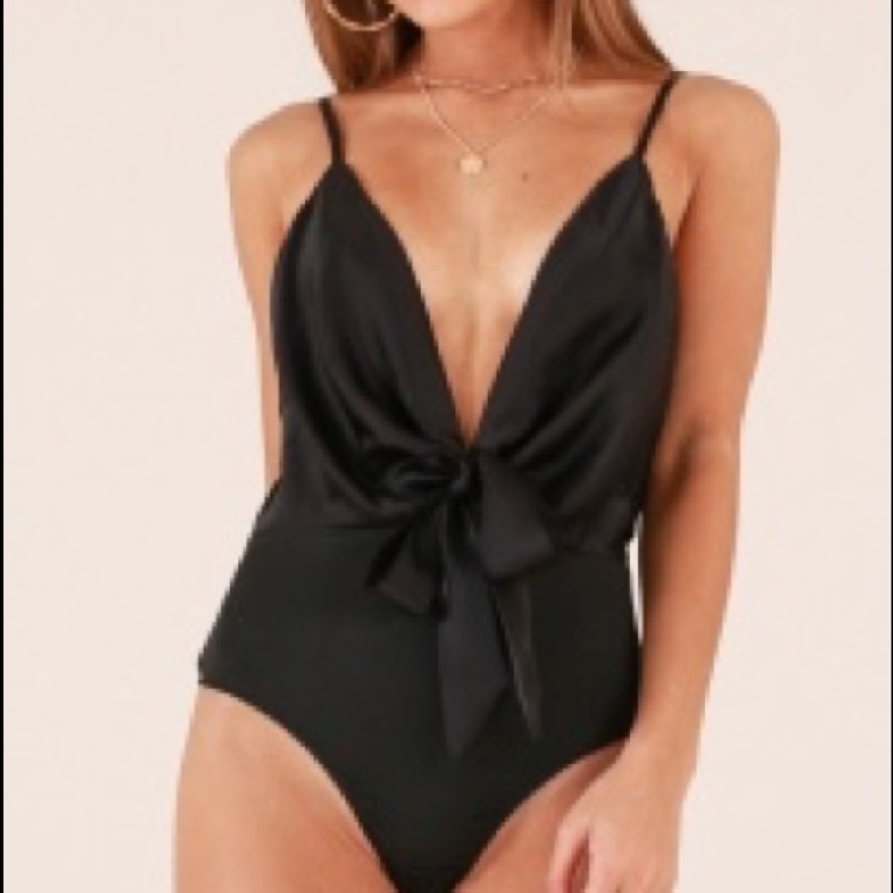 Showpo deep V bodysuit with tie